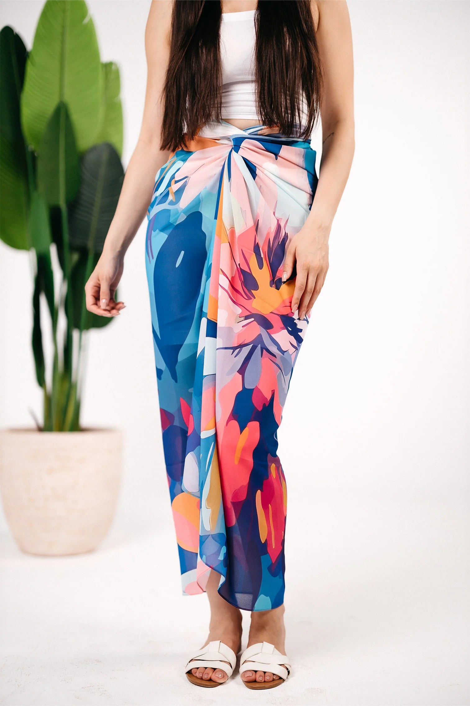 Patterned chiffon cover up