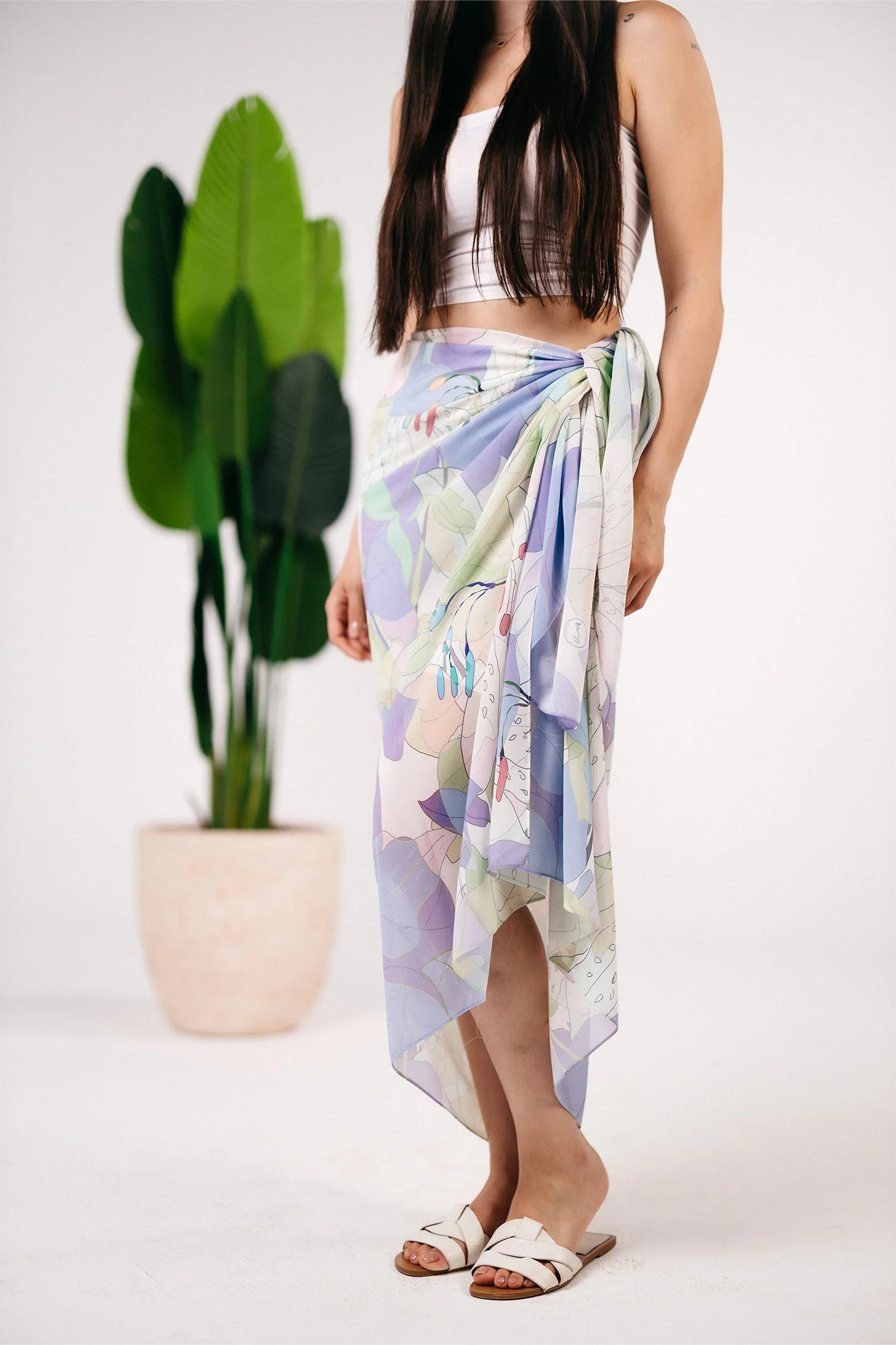 Patterned chiffon cover up
