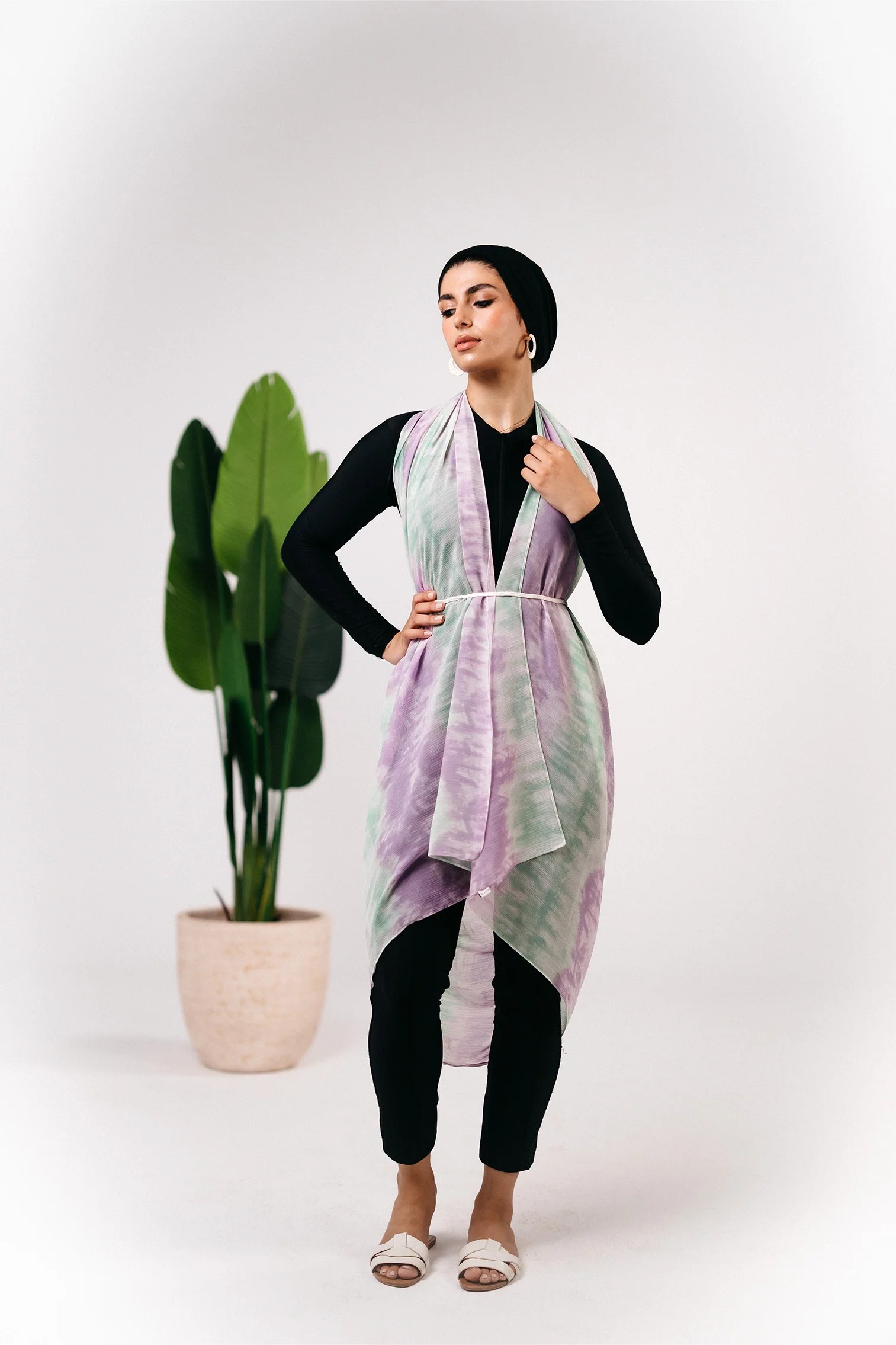 Patterned chiffon cover up