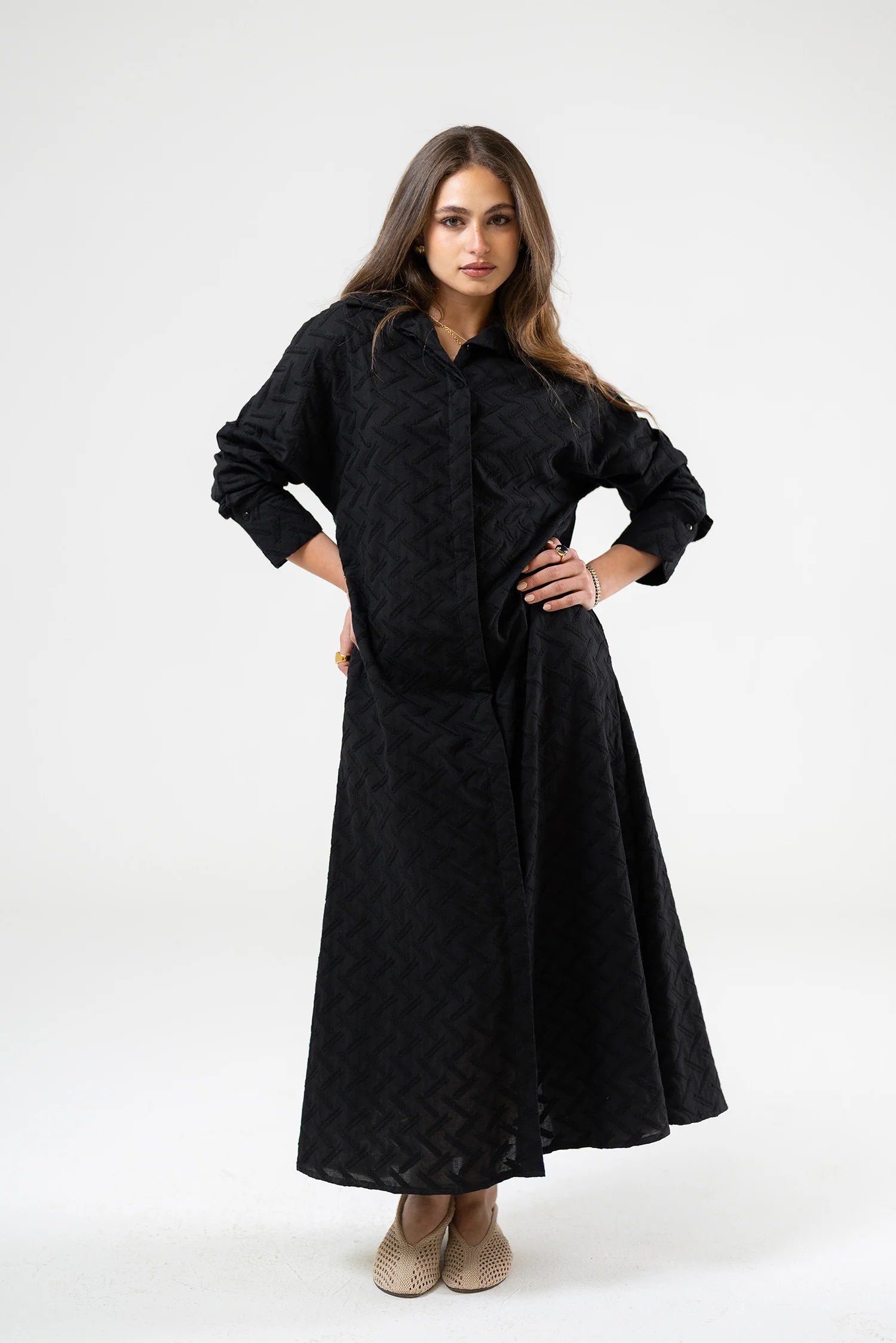 Textured Shirt Dress