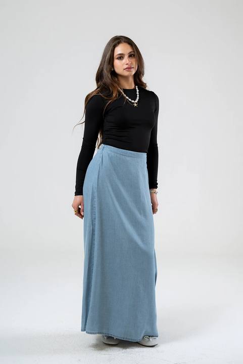 Wrap Denim Skirt