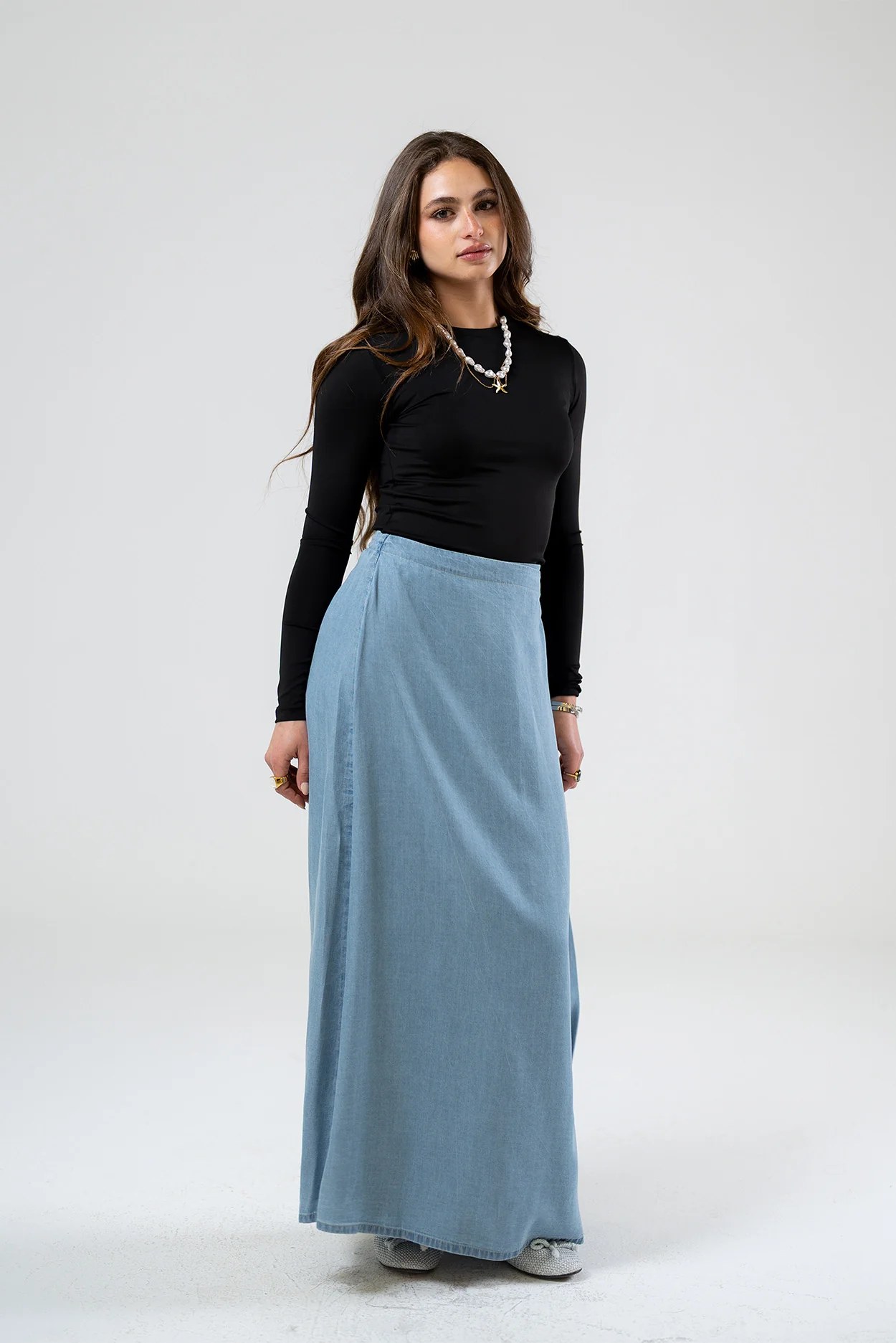 Wrap Denim Skirt