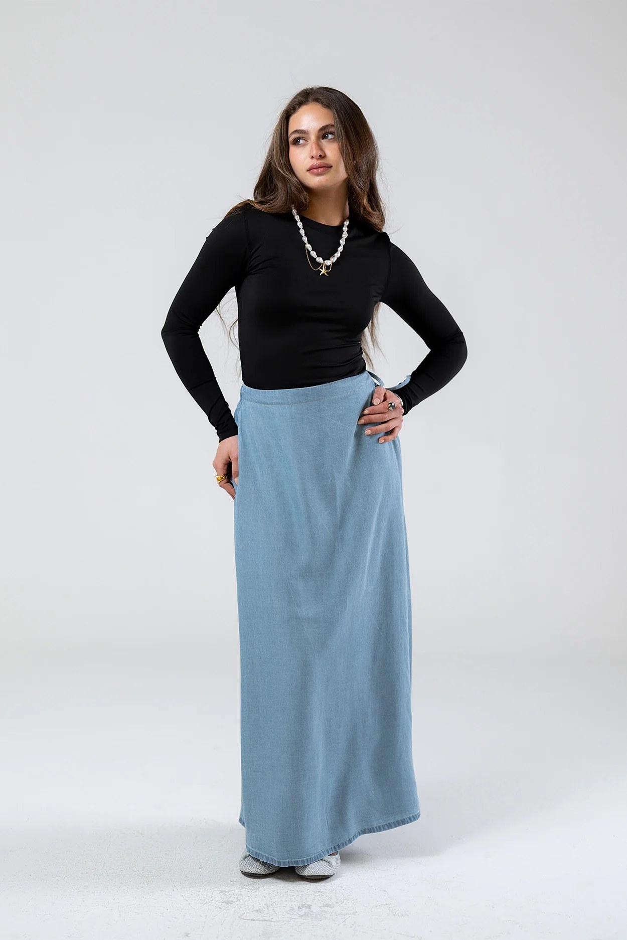 Wrap Denim Skirt