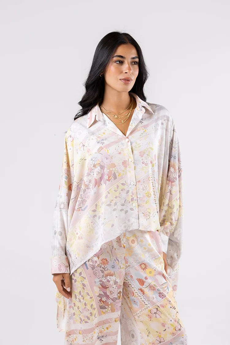 Botanical Print Oversized Shirt