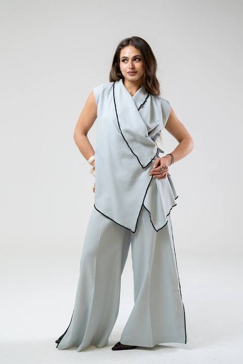 Linear Wide-Leg Trousers