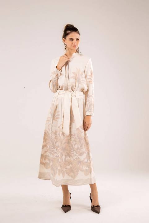 Printed Lenin Midi Skirt