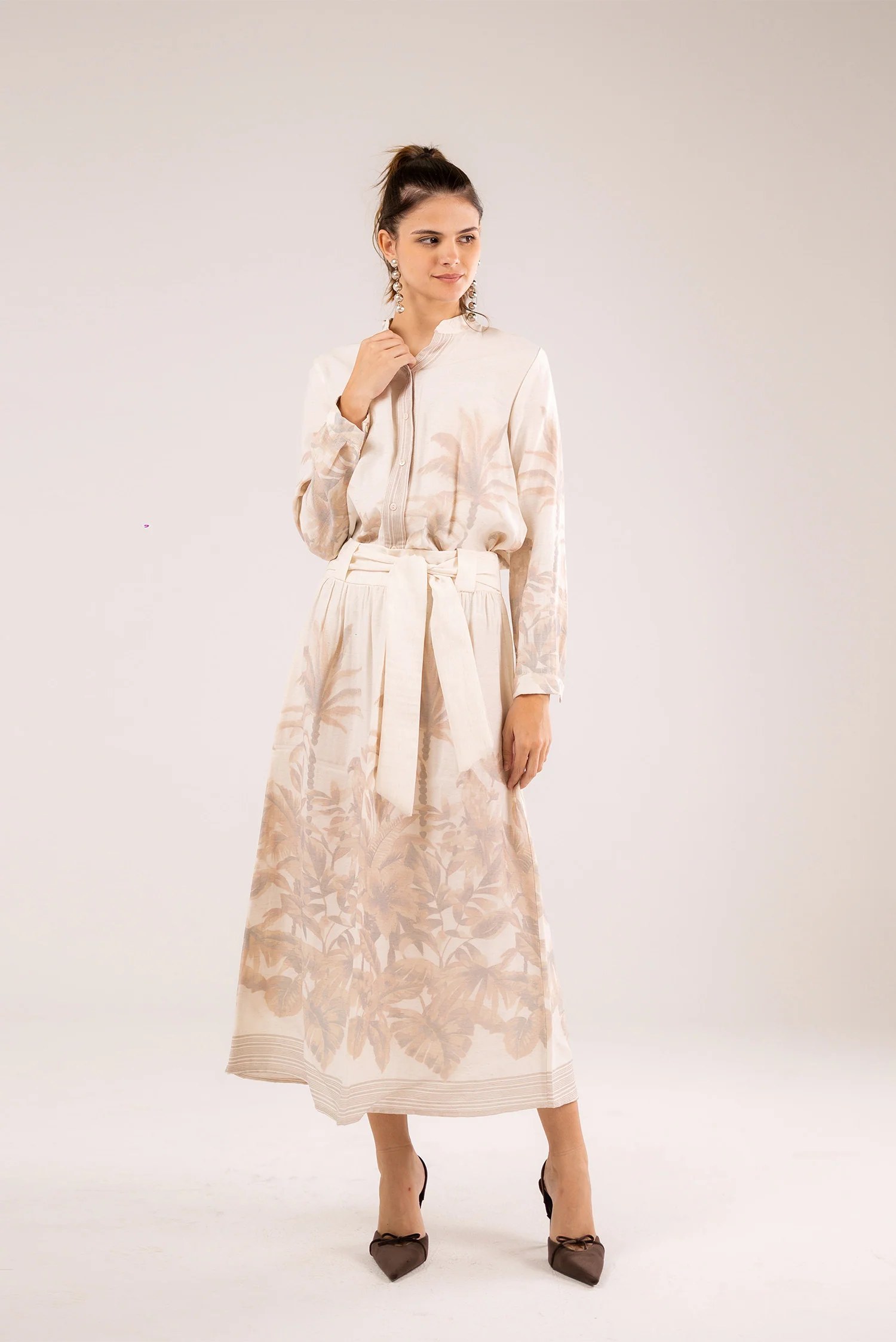 Printed Lenin Midi Skirt
