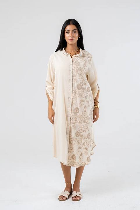 Embroidered Midi Shirt Dress