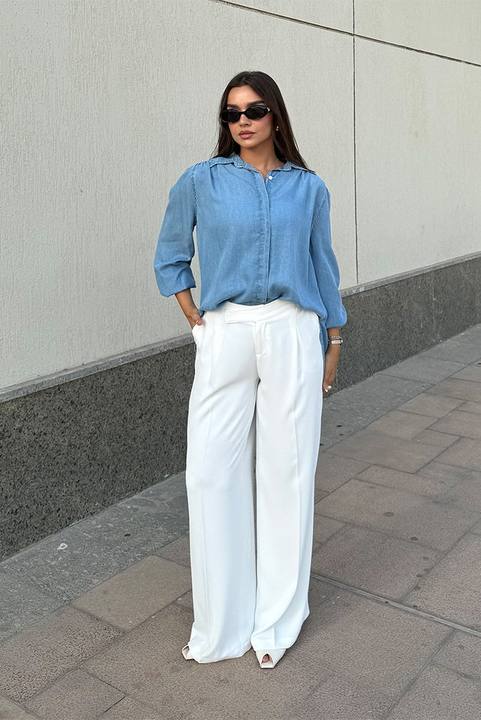Light Denim Wrap Shirt