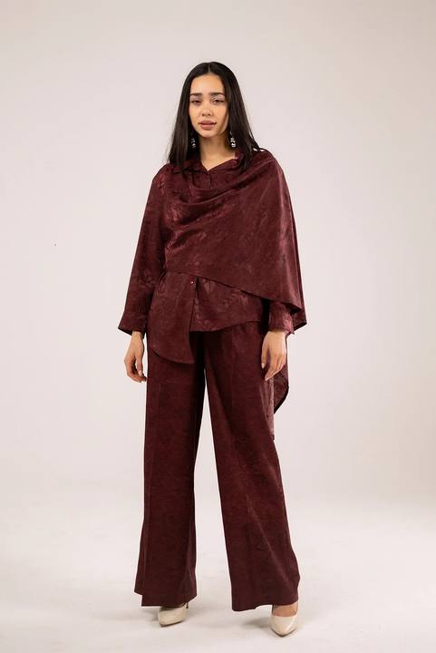 Draped Long-Sleeve Top with Scarf Detail