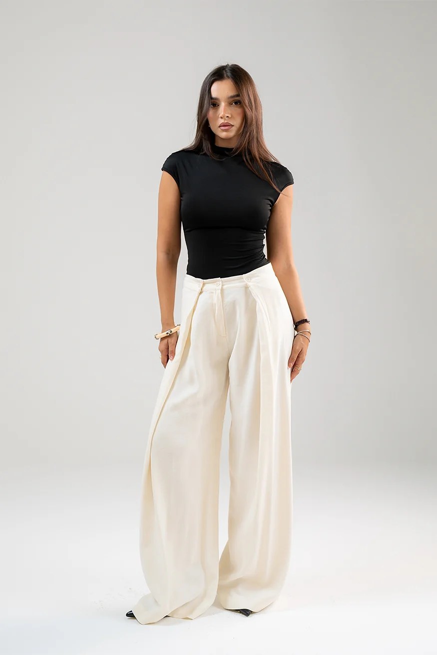 Wide-Leg Draped Pants