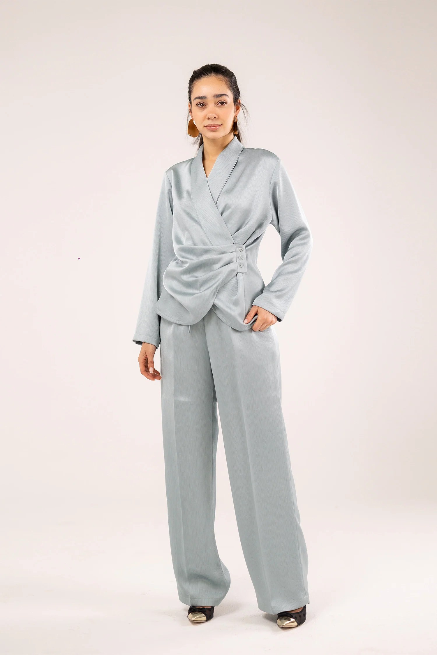 Satin Wide-Leg Trousers