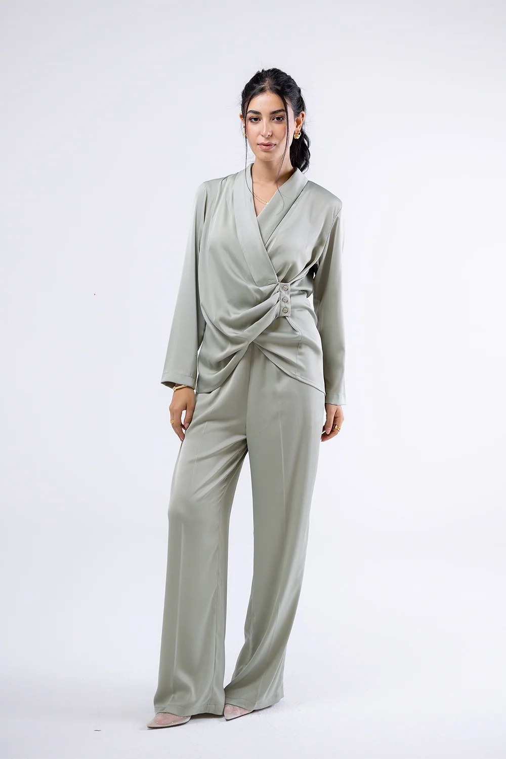 Satin Wide-Leg Trousers