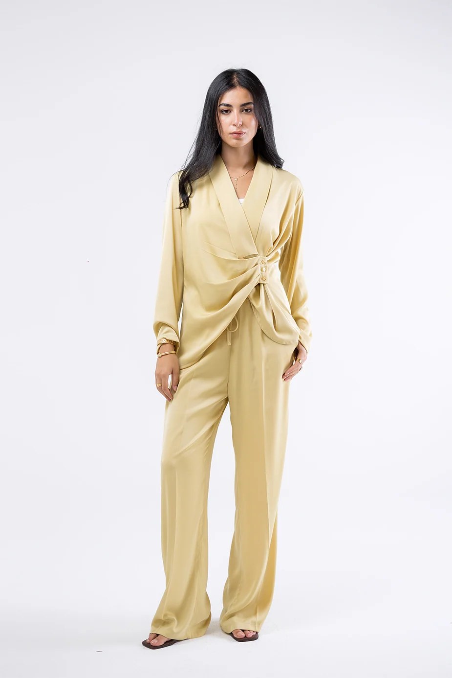 Satin Wide-Leg Trousers