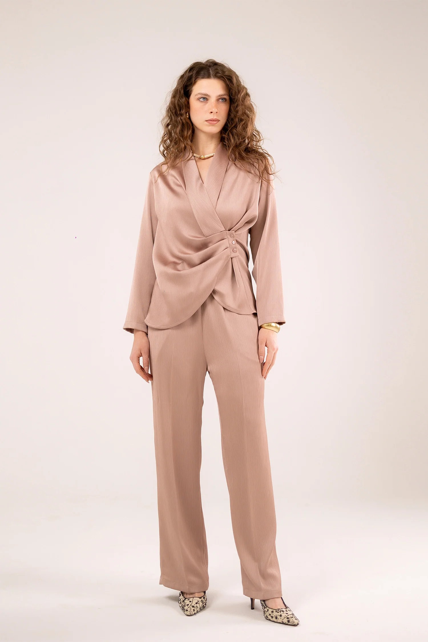 Satin Wide-Leg Trousers