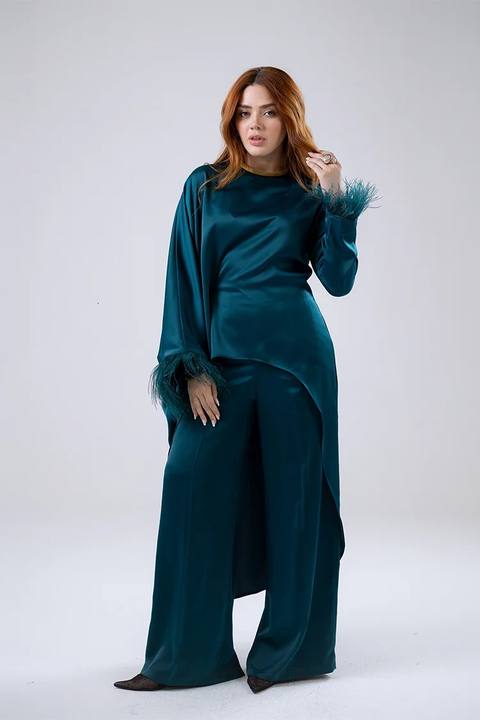 Satin Wide-Leg Trousers