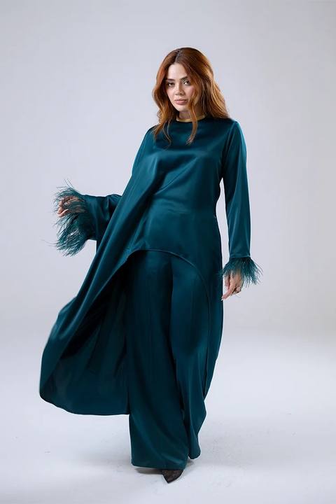 Satin Wide-Leg Trousers