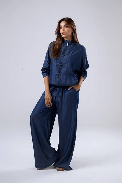 Indigo wide-leg pants
