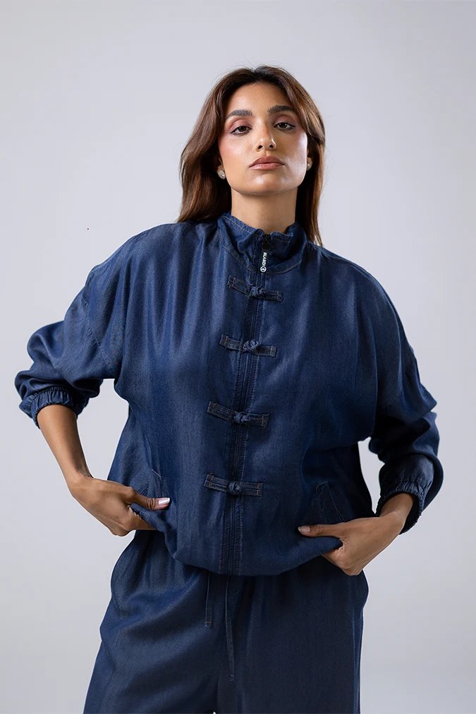 Indigo relaxed-fit top