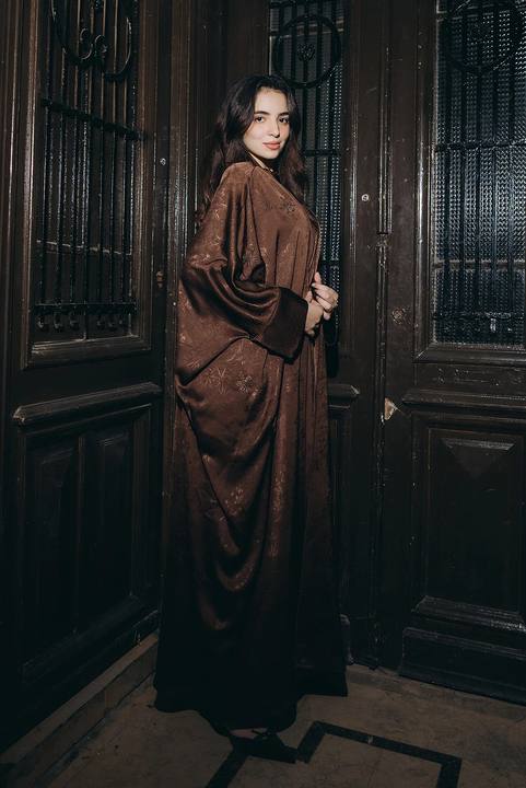 Embroidered Satin Maxi Abaya