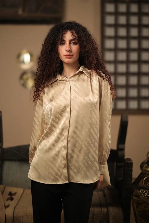 Ivory Jacquard Satin Shirt