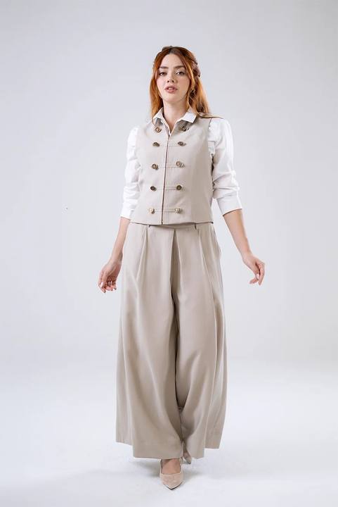 Pleated Wide-Leg Trousers