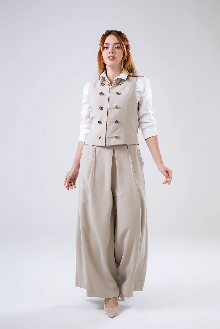 Pleated Wide-Leg Trousers