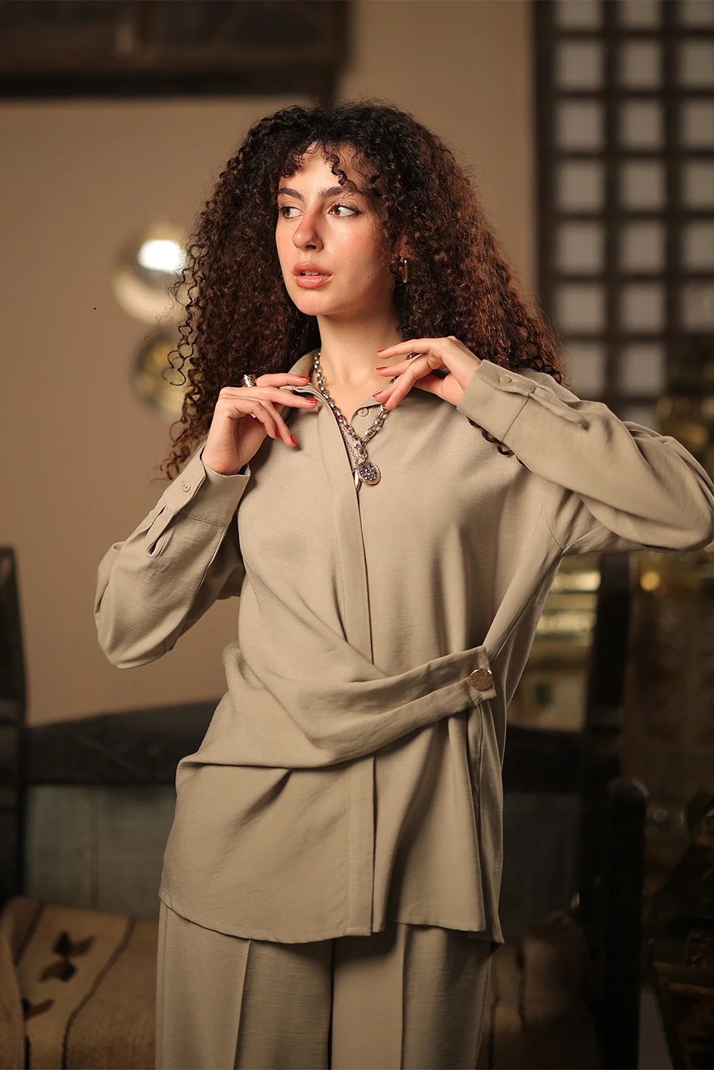 Draped Linen Shirt