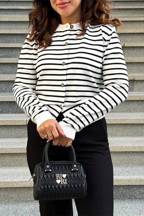 Striped Button-Down Cardigan