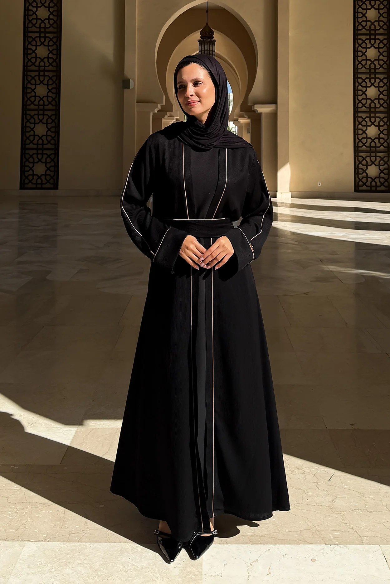 Textured Belted Abaya