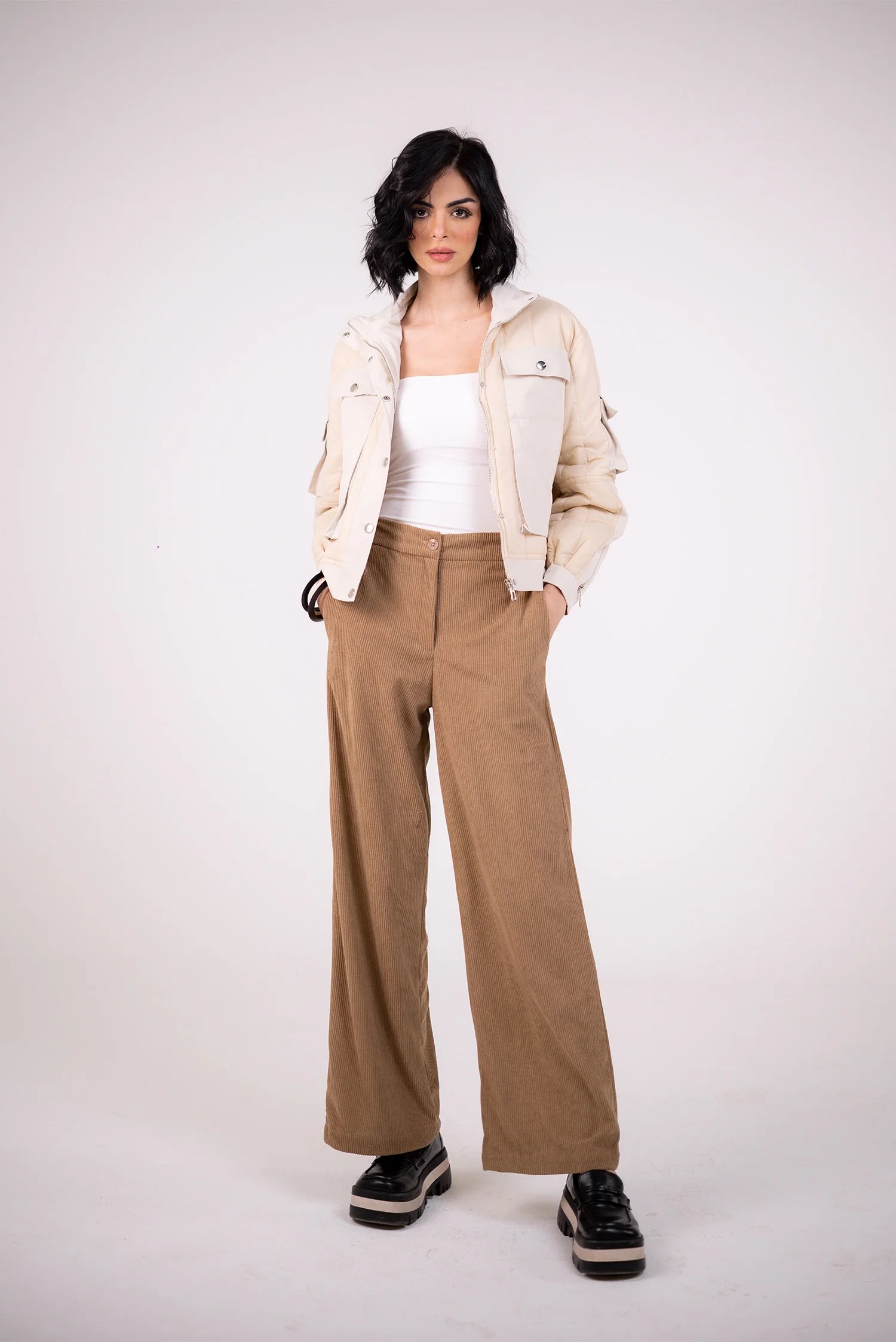 Corduroy Wide-Leg Pants