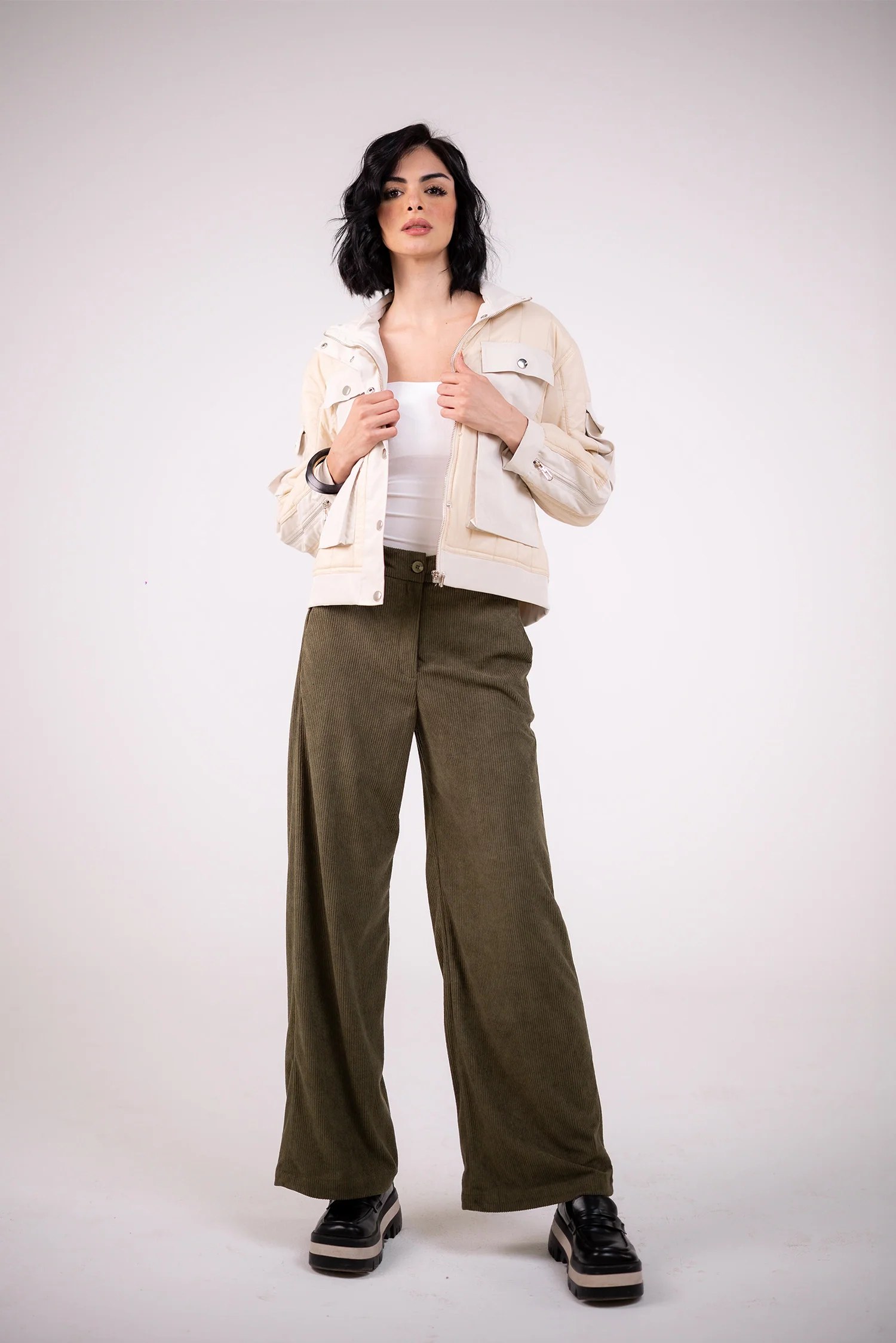 Corduroy Wide-Leg Pants