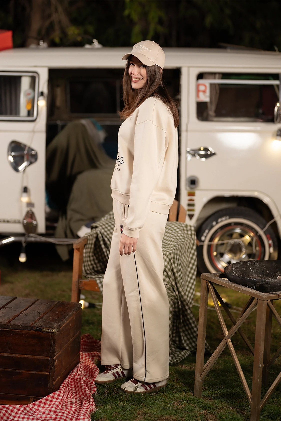 Cream Relaxed Fleece Joggers