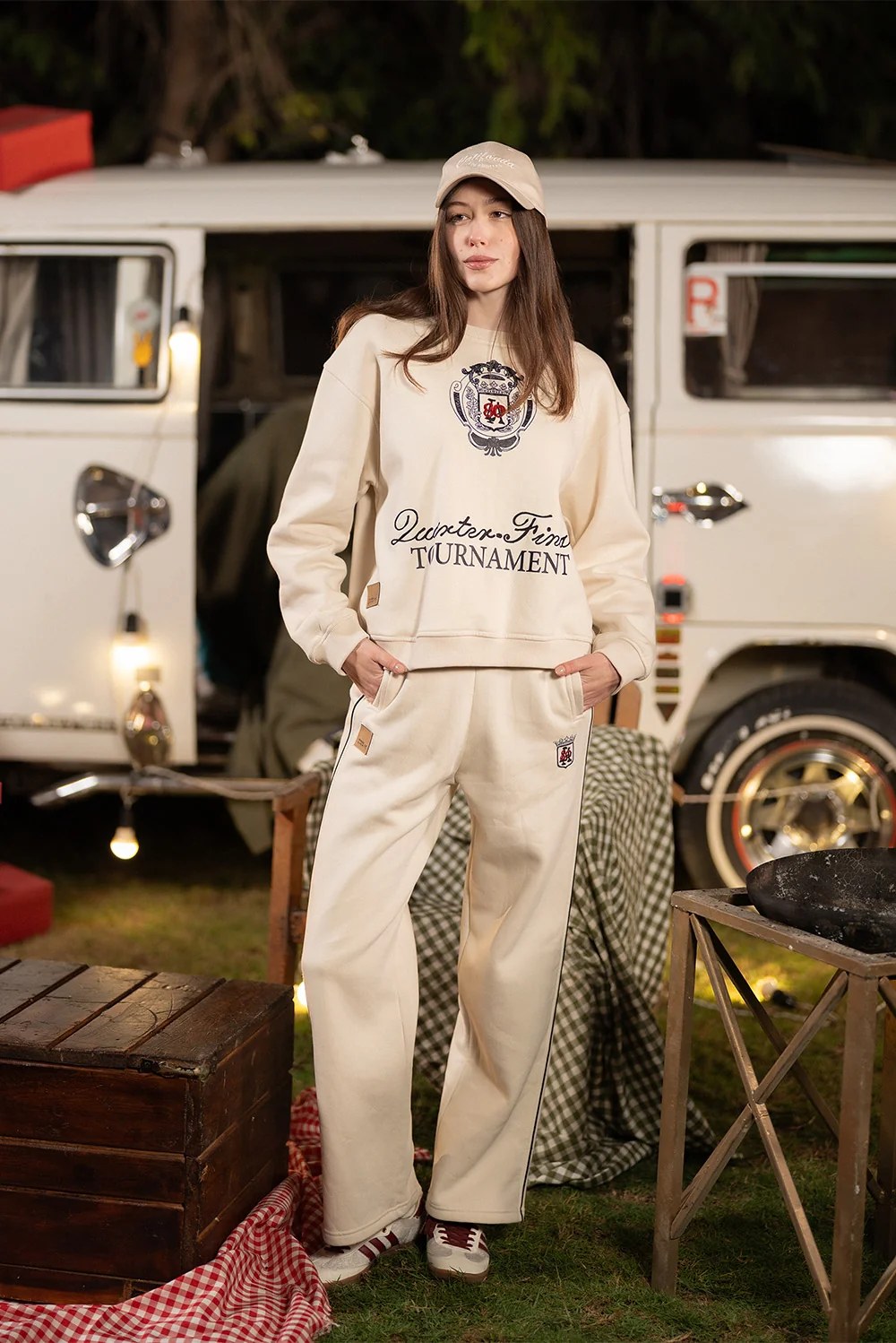 Cream Relaxed Fleece Joggers