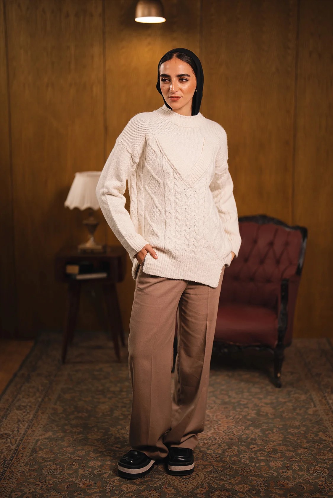 Cable-Knit Oversized Sweater