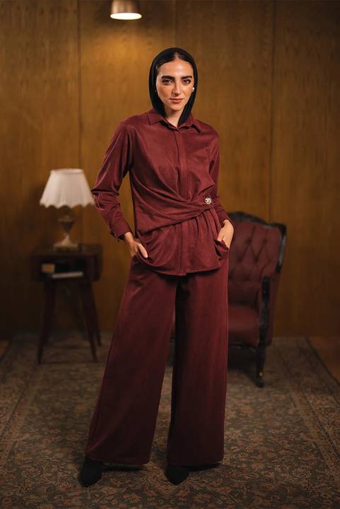 Wide-Leg Suede Trousers