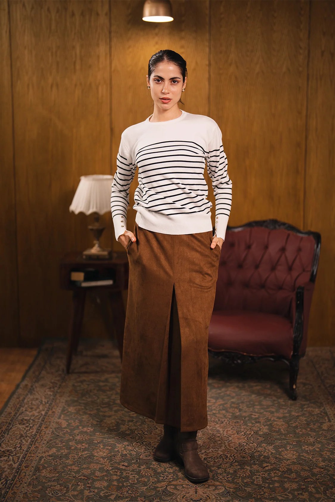 Suede A-Line Skirt