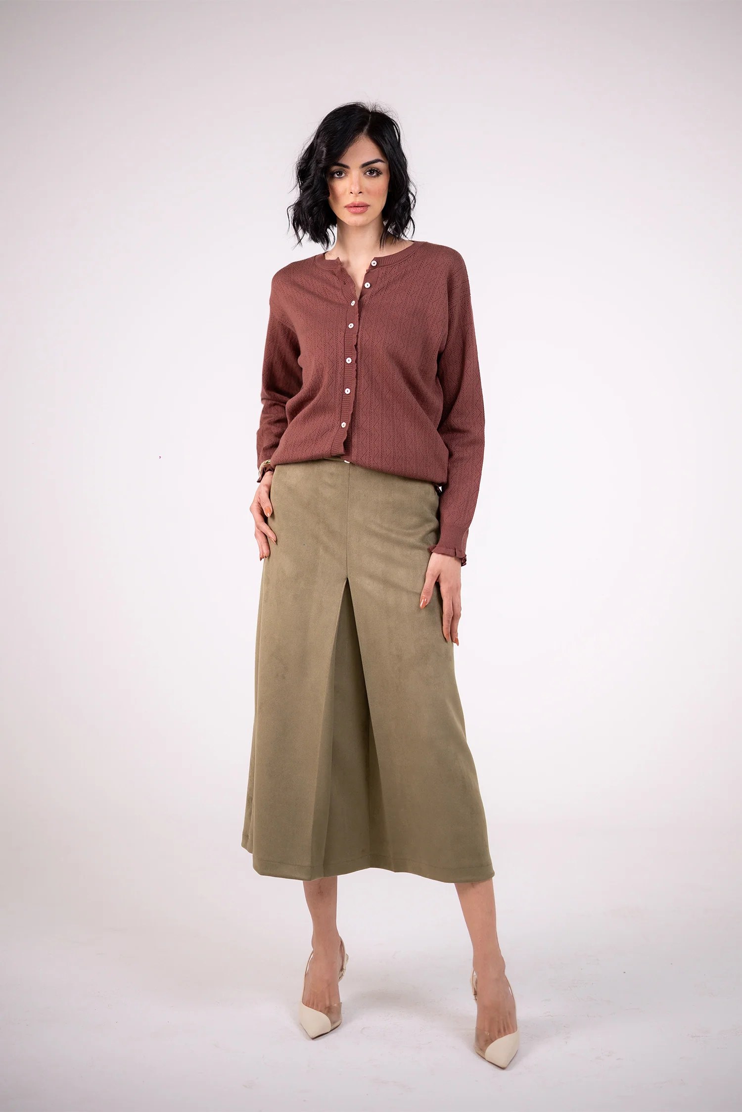 Suede A-Line Skirt