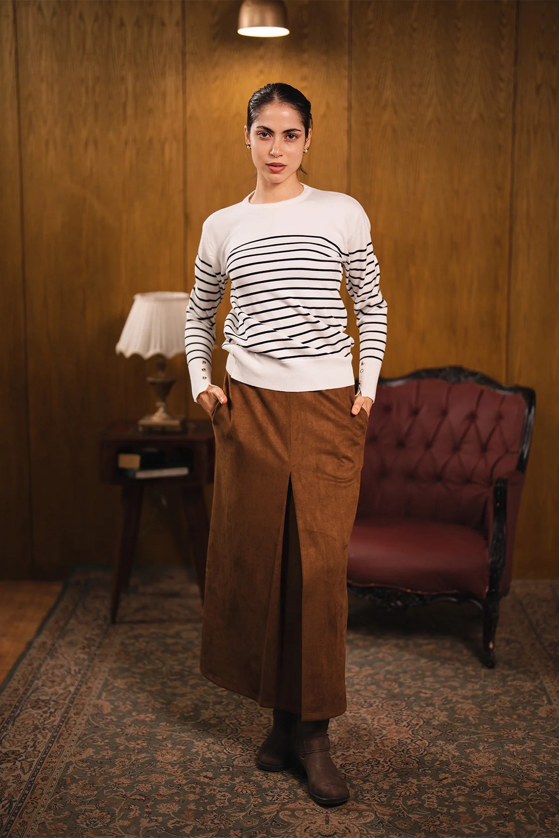 Suede A-Line Skirt