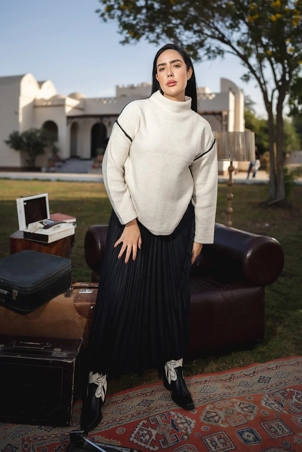 Pleated Maxi Skirt