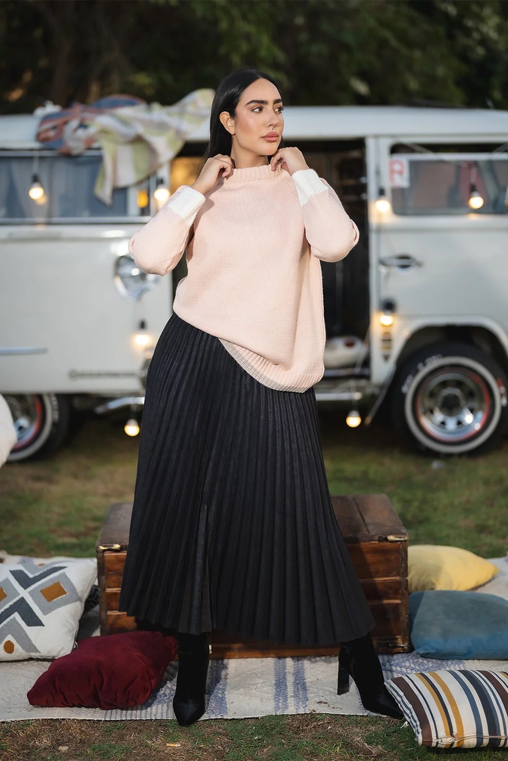 Pleated Maxi Skirt