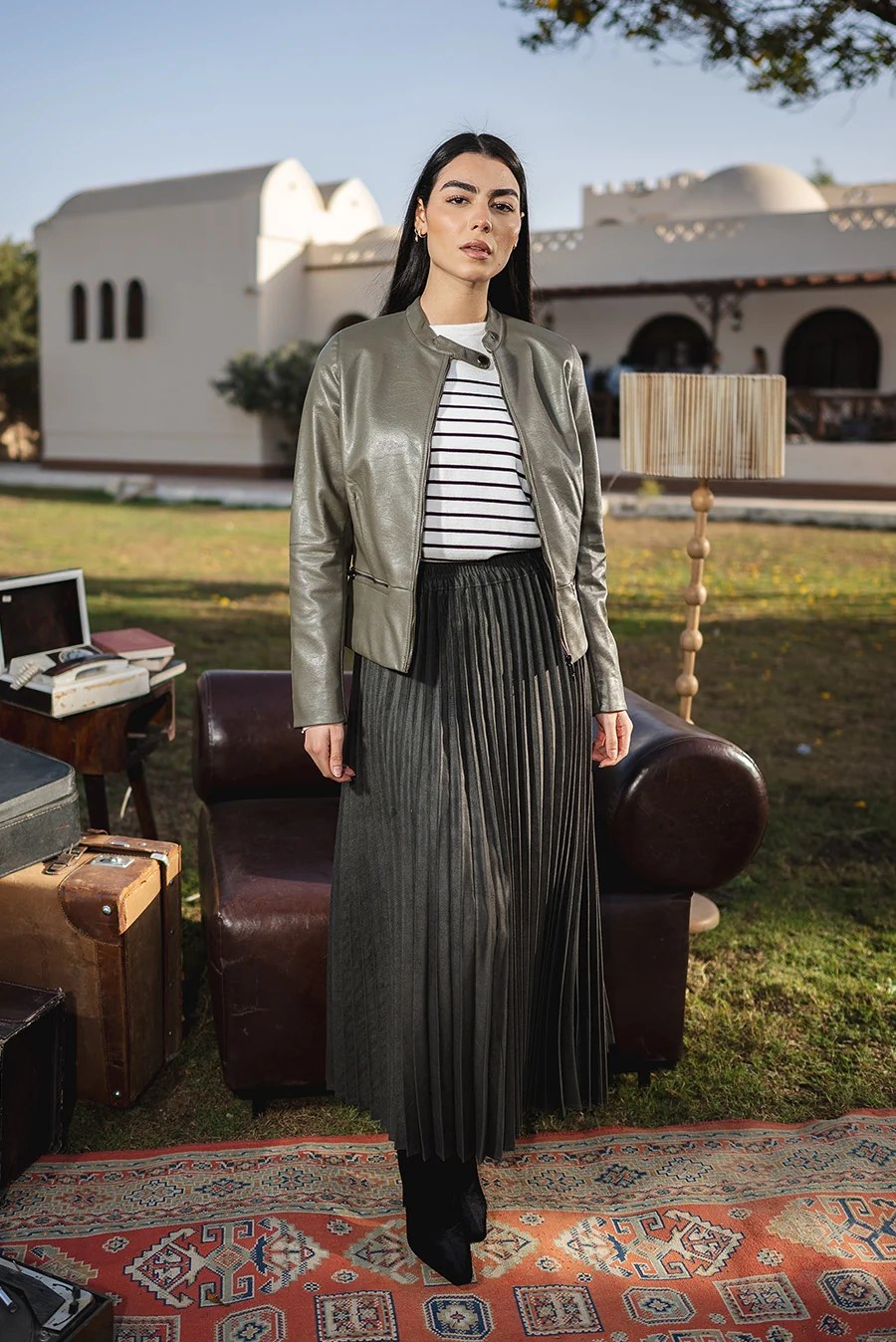 Pleated Maxi Skirt
