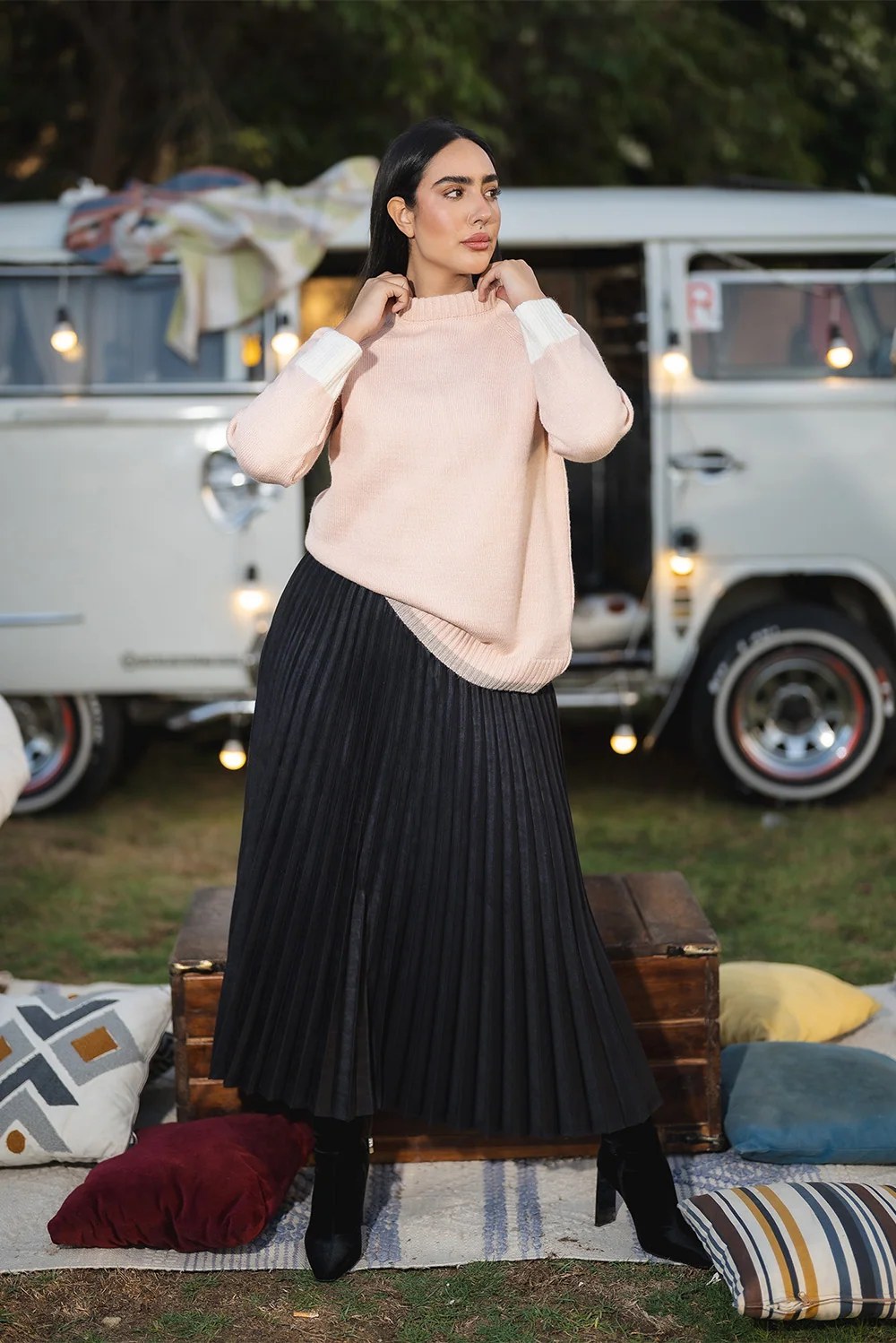 Pleated Maxi Skirt