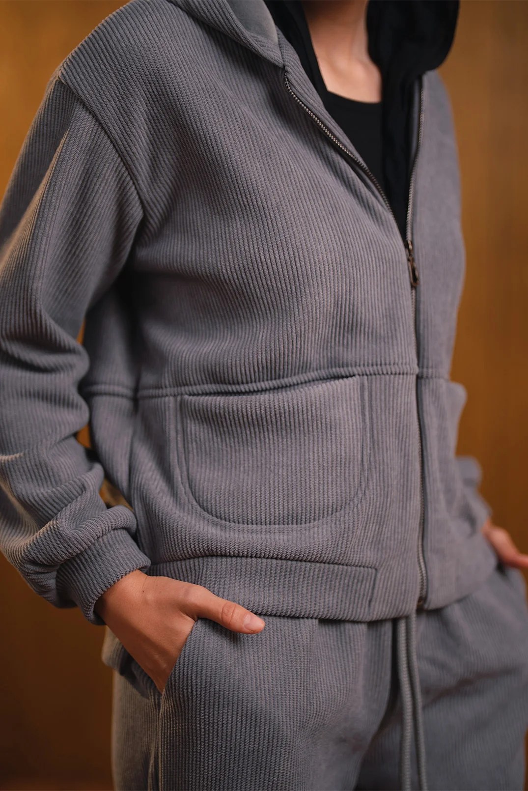 Textured Zip Hoodie