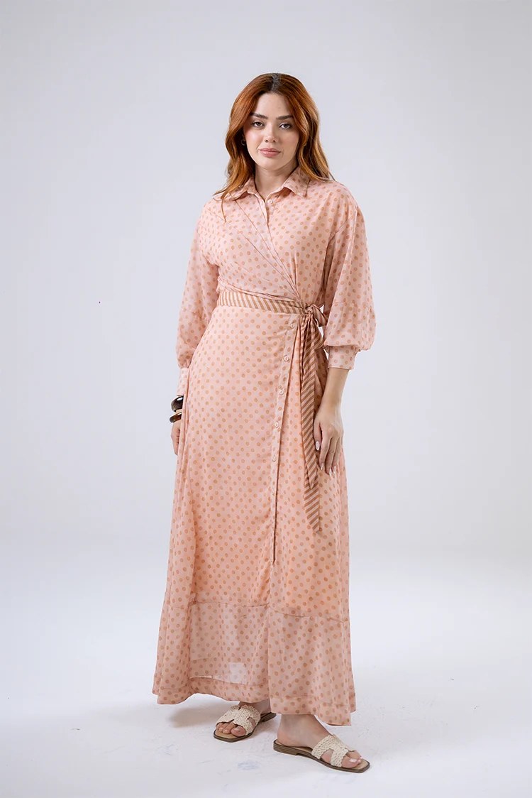 Polka Dot Wrap Maxi Dress