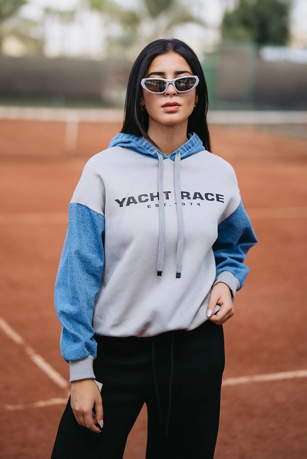 Half Denim Hoodie