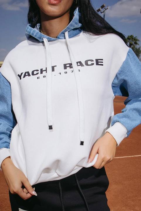Half Denim Hoodie