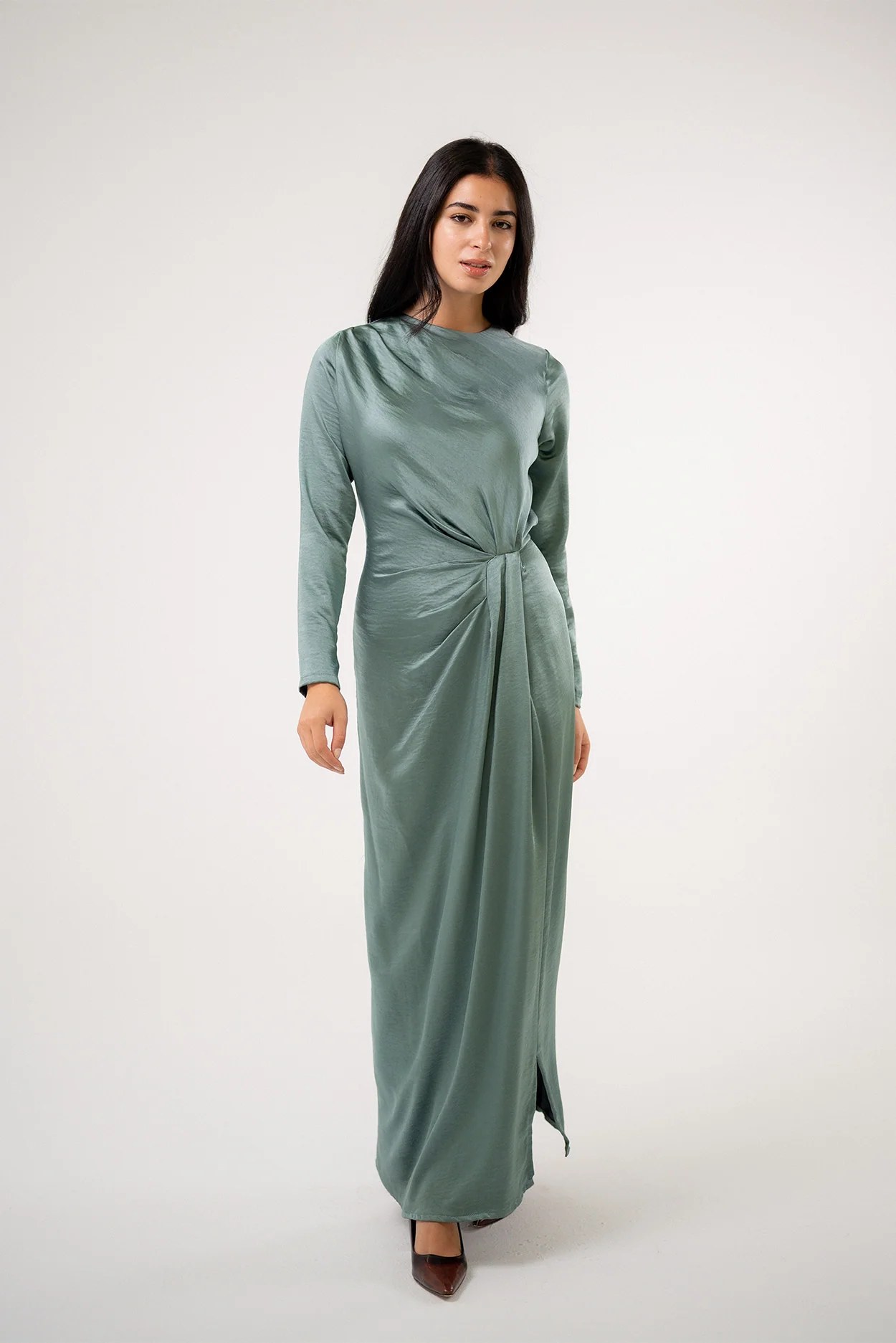 Satin Twist Maxi Dress