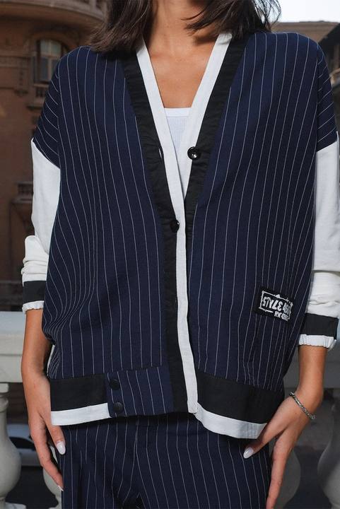 Pinstripe Open Front Jacket