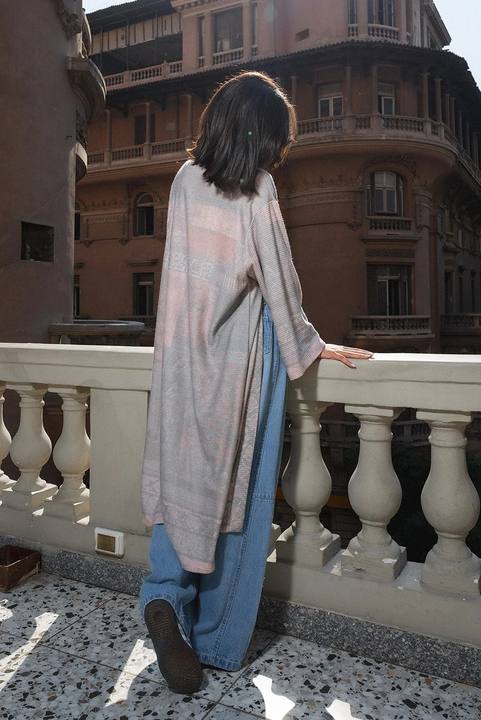 Pastel Striped Long Kimono